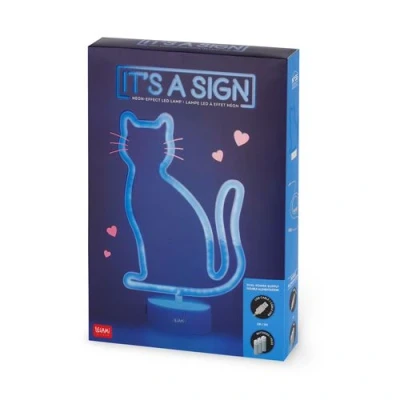 Abbildung von Legami LED Lampe mit Neoneffekt &#039;It&#039;s a Sign&#039;, Neonlampe in Katzenform, USB Kabel im Lieferumfang enthalten, Night Lights Sockel, Maße 20 x 32,5 10 cm, Motiv Kitty