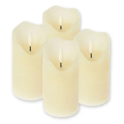 Abbildung von ToCi LED Kerzen Creme Ø 7 x 10 cm 4er Set mit schwarzem Docht und Timer 4 flammenlose Echtwachs Adventskerzen Grablicher