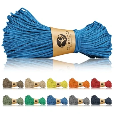 Abbildung von Ganzoo Paracord 125 Seil 1mm Takel Schnur, Nylon &amp; Polyester, Allzweckseil für Armband, Hundehalsband, Hundeleine Knüpfen, Takeln, Camping Survival, Hellblau