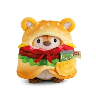 Abbildung von NICI Kuscheltier Tiger Tiggy 8cm mit Gurkenglas &amp; Hamburgerkostüm in Geschenkbox beige Stofftier aus weichem Plüsch, Plüschtier zum Kuscheln und Spielen, für Kinder Erwachsene 61656