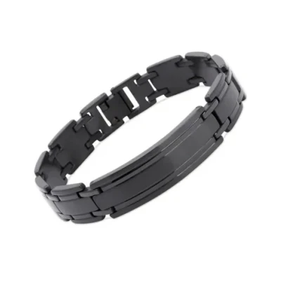 Abbildung von Schwarzes Edelstahlarmband mit Gravur Armbänder