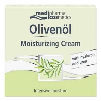 Abbildung von Medipharma Cosmetics Olivenol Moisturizing Cream Gesichtscreme Hyaluronsäure Anti Falten 50 ml Feuchtigkeitsspendende und Aging Behandlung mit Olivenöl, Sheabutter Harnstoff (Damen