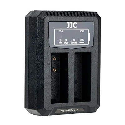 Abbildung von JJC USB Dual Ladegerät Akkulader für Panasonic G100 G110 LX100 LX100II GX7 GX80 GX85 GX9 G7XIII GX7II ZS200 ZS100 ZS70 ZS60 GF6 Leica C Lux D Lux7 8 Kameras DMW BLG10 BLE9 BP DC15 Akku