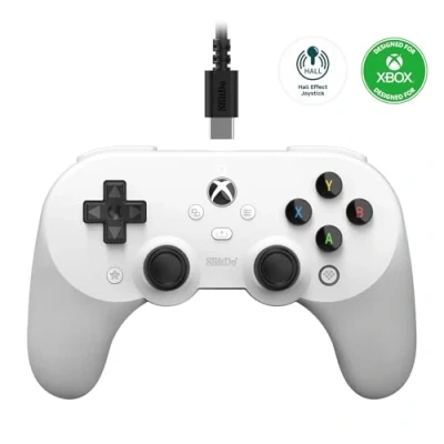 Abbildung von 8bitdo Pro 2 Wired Controller for Xbox, Hall Effect Joystick Update, 3.5mm Audio Jack, Compatible with Xbox Series XS, One, Windows 10/11 Officially Licensed (White)