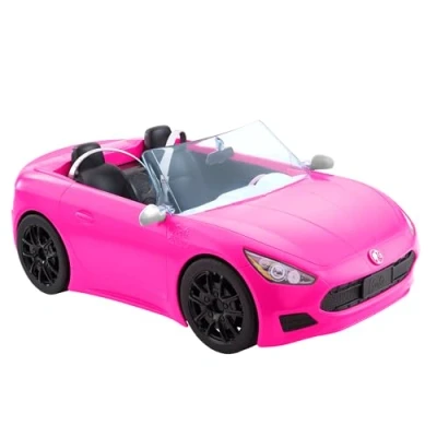 Abbildung von Barbie HBT92 Cabrio Fahrzeug, pink mit rollenden Rädern und realistischen Details, 2 Sitzer, Spielzeug Geschenk für Kinder ab 3 Jahren