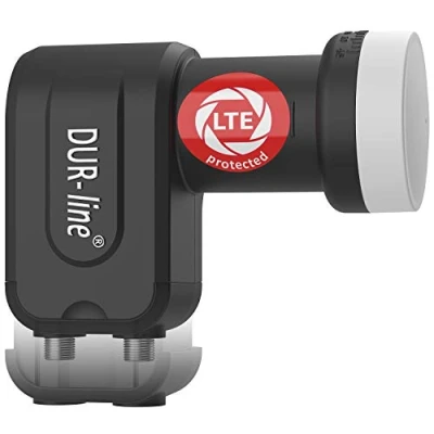 Abbildung von DUR line +Ultra Twin LNB 2 Teilnehmer schwarz mit LTE Filter [ Test SEHR GUT *] Fach, digital Wetterschutz, Full HD, 4K,Premium Qualität