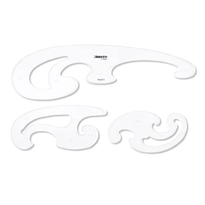 Abbildung von Aristo AR5040 Burmester Kurvenlineale (3 Stück, unterschiedliche Größen und Ausführungen) transparent