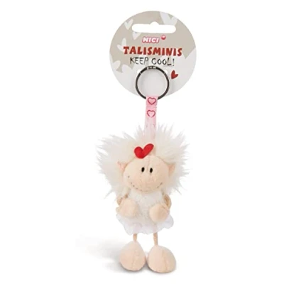 Abbildung von NICI 49387 Schlüsselanhänger Talisminis Engel 7 cm Weiss Kuscheltieranhänger mit Schlüsselring für Schlüsselband, Schlüsselbund &amp; Schlüsselhalter Glücksbringer Taschenanhänger Botschaft