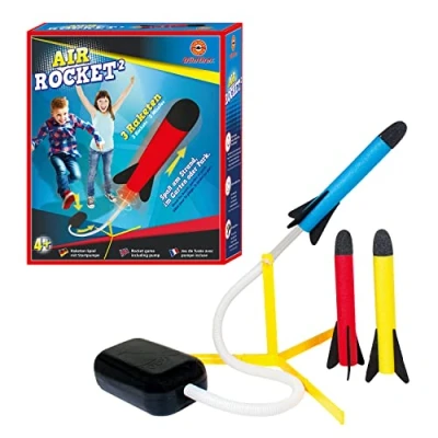 Abbildung von Paul Günther 1556 Air Rocket² Raketen Spiel mit Startpumpe und 3 Schaumstoffraketen für Kinder ab 4 Jahren, Spaß am Strand, im Garten oder Park