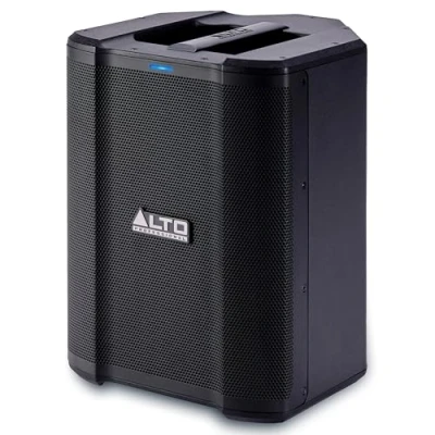 Abbildung von Alto Professional Busker 200W tragbares PA Lautsprechersystem mit Akku, Bluetooth, 3 Kanal Mixer, Alesis FX, App Steuerung, USB Aufladung