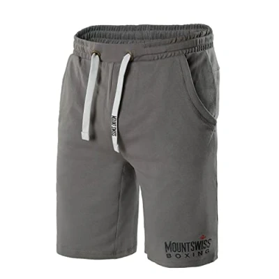 Abbildung von Mount Swiss Herren Shorts XL Stahlgrau 100% Baumwolle große Größen Kurze Freizeithose Sporthose elastischer Bund Taschen atmungsaktiv bequem Sommerhose Übergröße