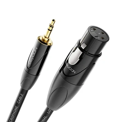 Abbildung von deleyCON 5m XLR auf 3,5mm Klinke Stereo Mikrofonkabel Audio Adapter Kabel AUX Studio Qualität aus reinem OFC Kupfer (AWG24) Buchse Stecker Metallverriegelung