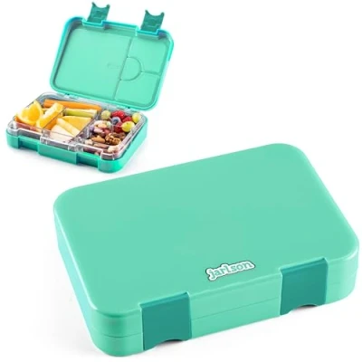 Abbildung von Jarlson® Brotdose für Kinder mit 6 Fächern TONI Lunchbox Bento Box auslaufsicher Jausenbox Kindergarten und Schule Mädchen Jungen Brotbox Snackbox (Türkis)