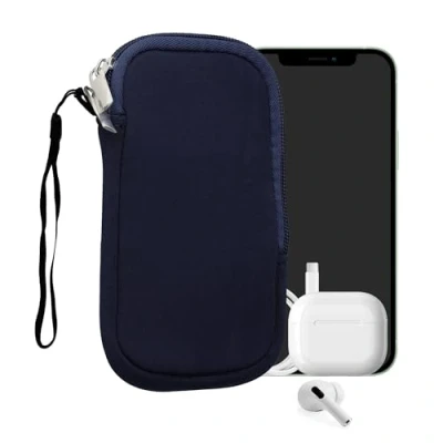 Abbildung von kwmobile Handytasche für Smartphones S 4,5&quot; Neopren Handy Hülle Dunkelblau Tasche 14,4 x 8,3 cm Innenmaße