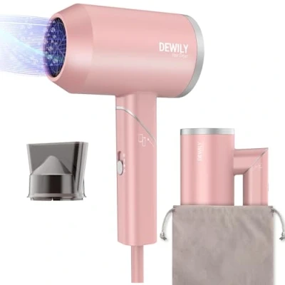Abbildung von Mini Föhn Ionen Klappbar Haartrockner DEWILY Reise Fön Reisefön Klein，Haarföhn Hairydryer Haarföh leise, 3 Heiz, Starker Reisehaartrockner für Familie