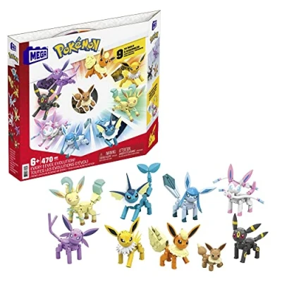 Abbildung von MEGA POKÉMON Evoli Evolitionsset, 9 voll bewegliche Figuren zum Zusammenbauen Aller Stufen, für Kinder ab 6 Jahren, GFV85