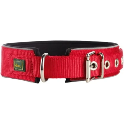 Abbildung von HUNTER Neopren REFLECT Hundehalsband, Nylon, gepolstert, reflektierend, 60 (L), Halsumfang: 49 56 cm, rot/schwarz