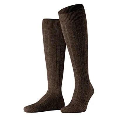 Abbildung von FALKE Herren Kniestrümpfe Teppich Im Schuh M KH Wolle lang einfarbig 1 Paar, Braun (Dark Brown 5450), 45 46
