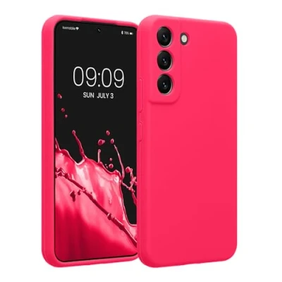 Abbildung von kwmobile Handyhülle kompatibel mit Samsung Galaxy S22 Hülle gummierte Handy Case aus Silikon in Neon Pink