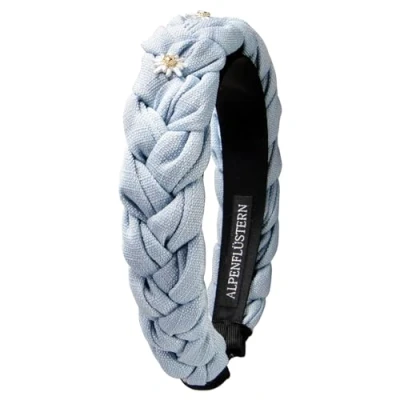 Abbildung von Alpenflüstern Trachten Haarreif Leinen Flechtoptik &amp; Strass Edelweiß Greta Damen Haarschmuck rutschfest, Haarband geflochten fürs Dirndl (hell blau) ADV145