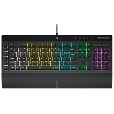 Abbildung von CORSAIR K55 RGB PRO Kabelgebundene Membrantastatur IP42 staub Und Spritzwassergeschützt 6 Makro Tasten Mit Elgato Integration iCUE Kompatibel QWERTZ DE PC, Mac, Xbox Schwarz