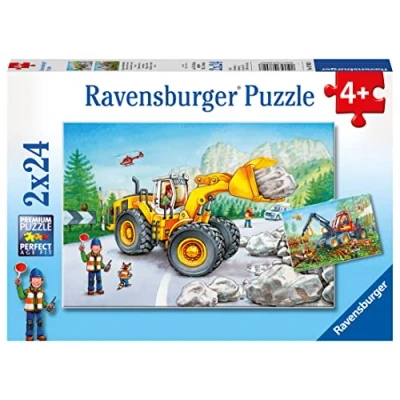 Abbildung von Ravensburger Kinderpuzzle 07802 Bagger und Waldtraktor Puzzle für Kinder ab 4 Jahren, mit 2x24 Teilen, White