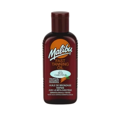 Abbildung von Malibu Sun Bräunungsöl, wasserfest, mit Beta Carotin und tropischem Kokosnuss Duft, 200 ml