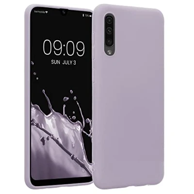 Abbildung von kwmobile Hülle kompatibel mit Samsung Galaxy A50 weiches TPU Silikon Case Cover geeignet für kabelloses Laden Lavendel