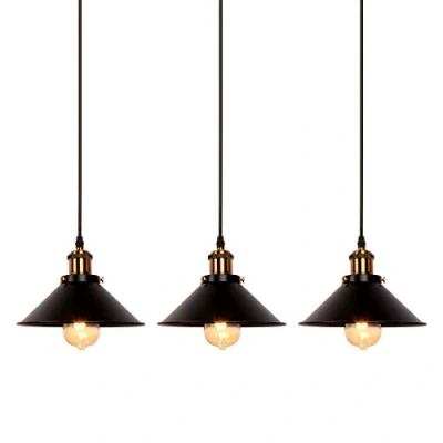 Abbildung von Newrays 3er Pack Industrial Retro Schwarz Eisen Küche Restaurant Bar Balkon Hängende Pendelleuchte