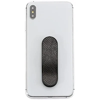 Abbildung von MOMOSTiCK Das Original! Smartphone Fingerhalter Handy Fingerhalterung Halter Ständer Griff Halterung Ring (Snake Serie Schwarz PU)
