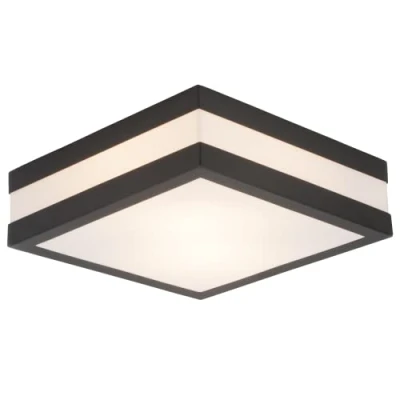 Abbildung von Lightbox Outdoor Deckenlampe 9 x 29 cm 2 flammige Außen Wand &amp; Deckenleuchte für Terasse oder Gartenhaus E27 Fassung aus Edelstahl/Kunststoff in Anthrazit/Weiß