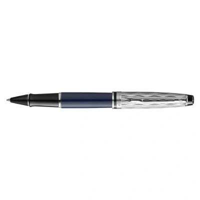 Abbildung von Waterman Expert Tintenroller Metall und blaue Lackierung ziselierte Kappe schwarze Tinte Geschenkbox