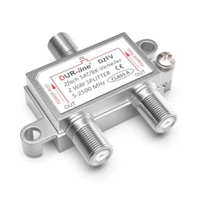 Abbildung von DUR line Sat &amp; BK Verteiler 2 Fach Splitter voll geschirmt Unicable HD tauglich für Anlagen DVB S2 BK, UKW, DC Durchlass, TV Antennen