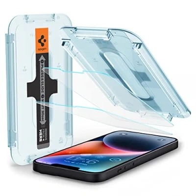 Abbildung von Spigen EZ FIT Gehärtetes Glas Durchsichtige Displayschutzfolie Mit Montagerahmen Apple iPhone 13 Pro Max 2 pack