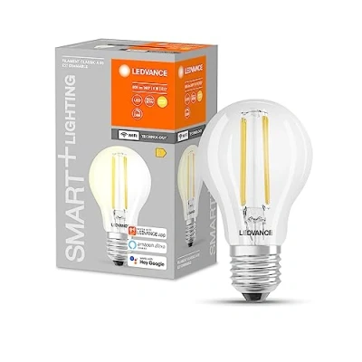 Abbildung von Ledvance Smarte LED Lampe mit WiFi Technologie, Sockel E27, dimmbar, warmweiß (2700K), ersetzt Glühlampen 60W, steuerbar Alexa, Google Assistant und Samsung SmartThings, SMART+, 1er Pack