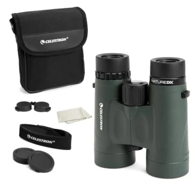 Abbildung von Celestron 71333 Nature DX 10 x 42mm Binoculars with Multi Coated Lens, BaK 4 Prism Glass and Carry Case, Green