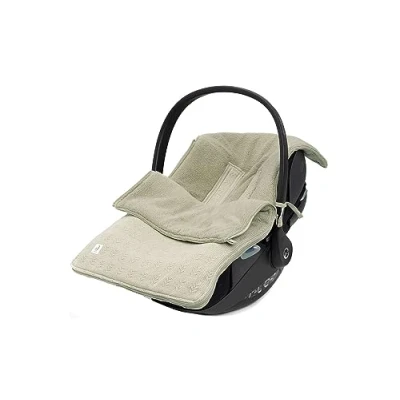 Abbildung von Jollein Fußsack Grain Knit Olive Green Für Babyschale Kinderautositz Gruppe 0+ und Kinderwagen 3 5 Punkt Gurt