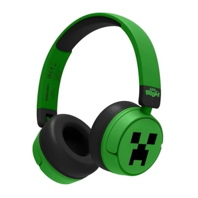 Abbildung von OTL Technologies Minecraft Creeper Kinderkopfhörer ohne Kabel, mit Lautstärkeregler und Audio Sharing Kabel