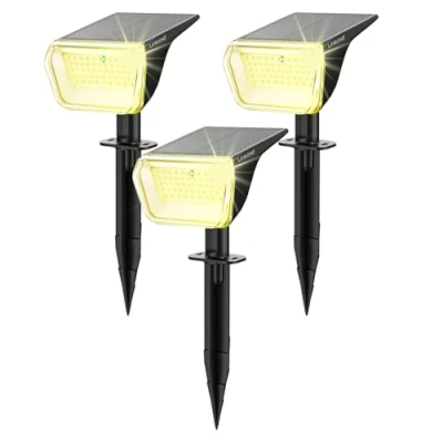 Abbildung von Linkind 60 LED Solar Strahler für außen Warmweiß 800Lm, Extra lange Leuchtdauer &amp; Intelligent Entladung, 3000K Gartenleuchte mit Lade Anzeige, IP67 Gartenstrahler Solarlichter, 3 Stück