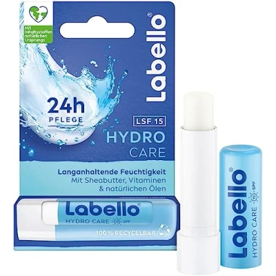 Abbildung von Labello Hydro Care Lippenpflegestift, mineralölfreie Lippenpflege mit LSF 15 für 24h Feuchtigkeit, Lippenbalsam Sheabutter, Vitaminen und natürlichen Ölen (4,8 g)