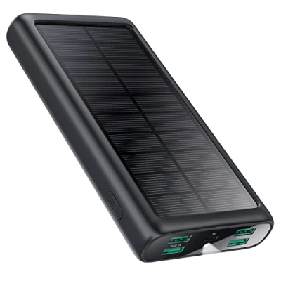 Abbildung von Power Bank 26800mAh, 15W Solar Powerbank PD3.0A USB C Input&amp;Output Solarladegerät 5 Ausgang, Externer Akku mit LED Taschenlampe Akkupack IP65 für Outdoor Kompatibel iPhone Samsung Huawei Xiaomi