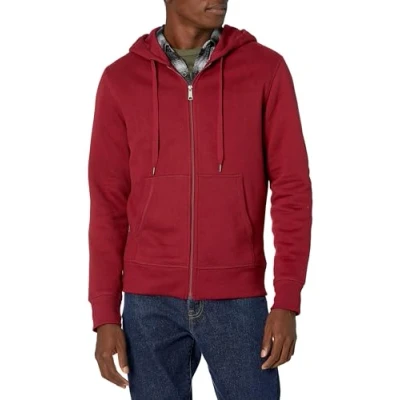 Abbildung von Amazon Essentials Herren Fleece Kapuzenpulli mit durchgehendem Reißverschluss (erhältlich in den Größen Big &amp; Tall), Rot, M