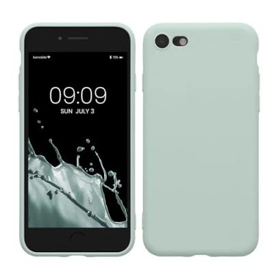 Abbildung von kwmobile Handyhülle kompatibel mit Apple iPhone SE (2022) / (2020) 8 7 Hülle Handy Case aus weichem Silikon in Cool Mint