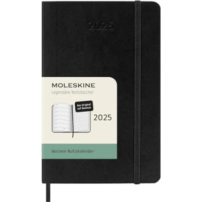 Abbildung von Moleskine Weekly Planner, WochenPlaner mit Platz für Notizen 12 Monate 2025, Weicher Einband und Elastischer Verschluss, Farbe Schwarz, Deutsche Sprache, TaschenFormat 9x14 cm