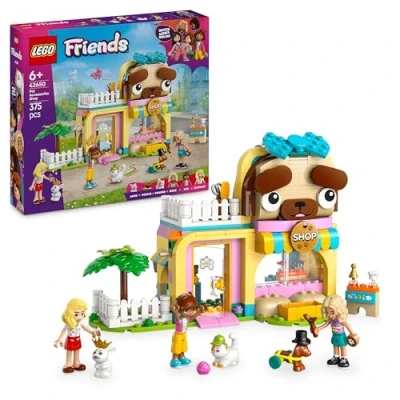 Abbildung von LEGO Friends Geschäft für Haustierzubehör, Spielset Rollenspiele, Lernspielzeug Mädchen ab 6 Jahren, 3 Minifiguren und Tierfiguren, Katze, Hund Hase, Geschenkidee Kinder 42650