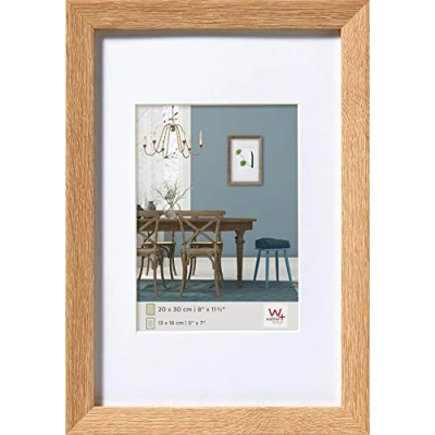 Abbildung von walther design Bilderrahmen eiche hell 18 x 24 cm mit Passepartout, Fiorito Holzrahmen EF824E
