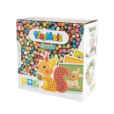 Abbildung von PlayMais Mosaic Little Forest Kreativ Set zum Basteln für Kinder ab 3 Jahren Über 2.300 Stück &amp; 6 Mosaik Klebebilder mit Waldtieren Fördert Kreativität Feinmotorik Natürliches Spielzeug