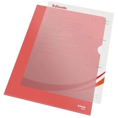 Abbildung von Esselte Sichthüllen Set Standard Plus, 100 Stück, A4 Format, Rot mit matter Oberfläche, 0,115 mm PP Folie, 54834