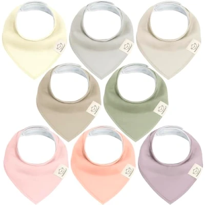 Abbildung von 8 Stück Dreieckstuch Baby Junge, Mädchen Unisex Bandana Lätzchen Baby, Super Absorbierende Halstuch Bio Baumwolle Lätzchen, Halstücher für Säuglinge, Sabberlätzchen (Embrace)