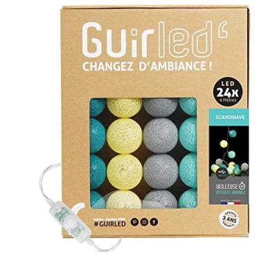 Abbildung von GuirLED LED Baumwollkugeln Lichterkette USB Baby Nachtlicht 2h Dual 2A Netzteil enthalten 3 Intensitäten 24 Kugeln 2.4m Scandinave